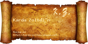 Karda Zoltán névjegykártya